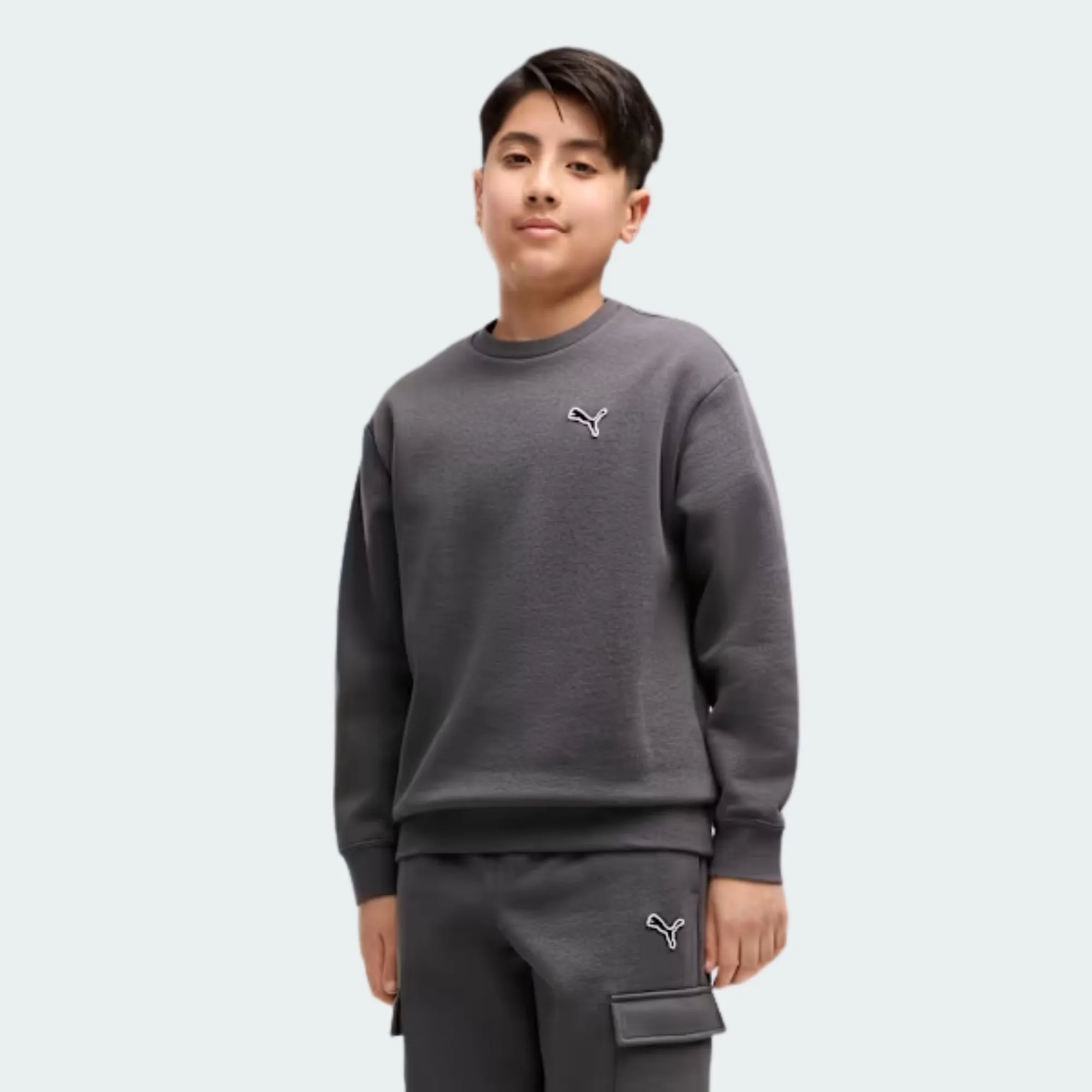 PUMA ESSENTIALS ELEVATED RELAXED CREW AND CARGO PANTS SUIT BOYS