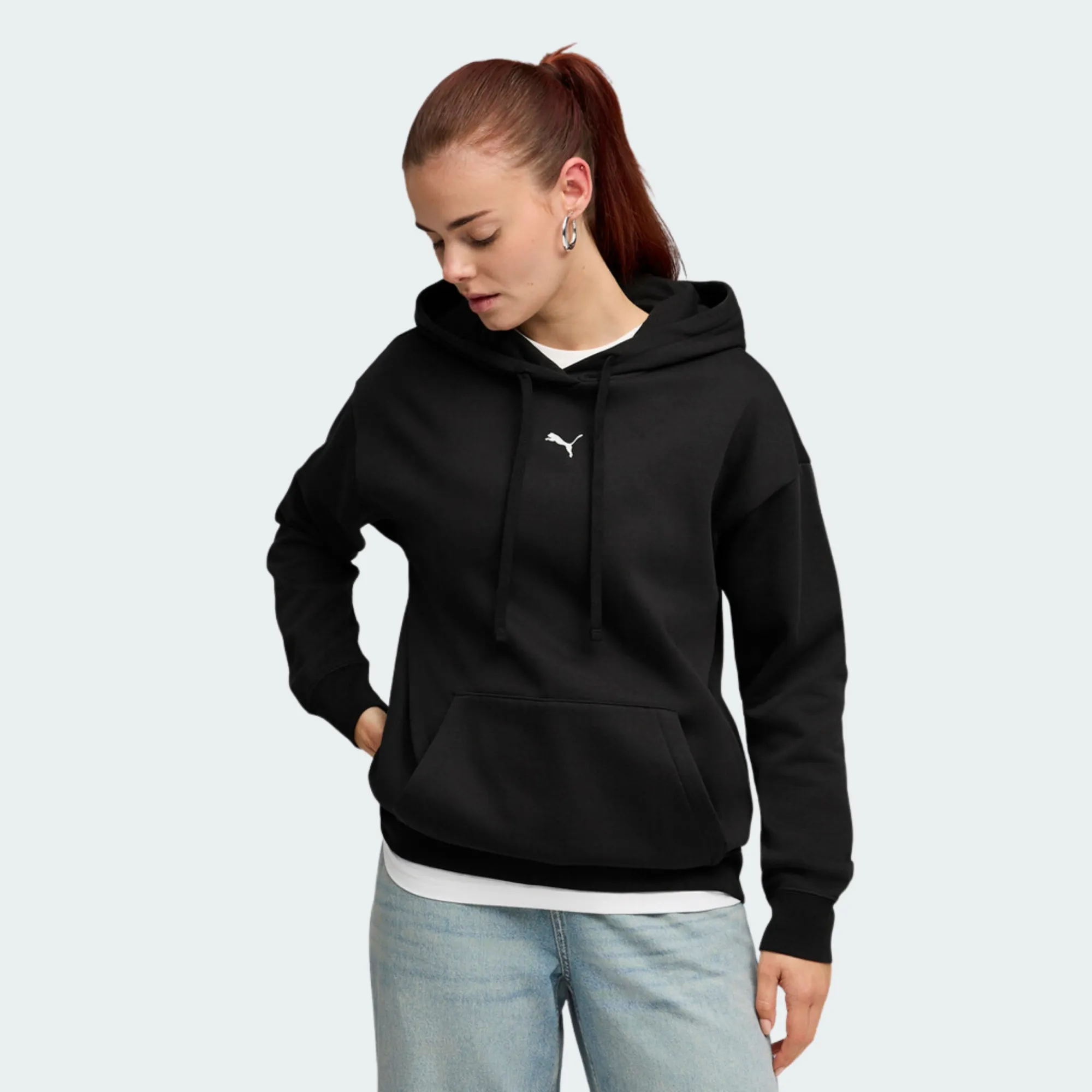PUMA ESSENTIALS CENTERED CAT LOGO RELAXED HOODIE