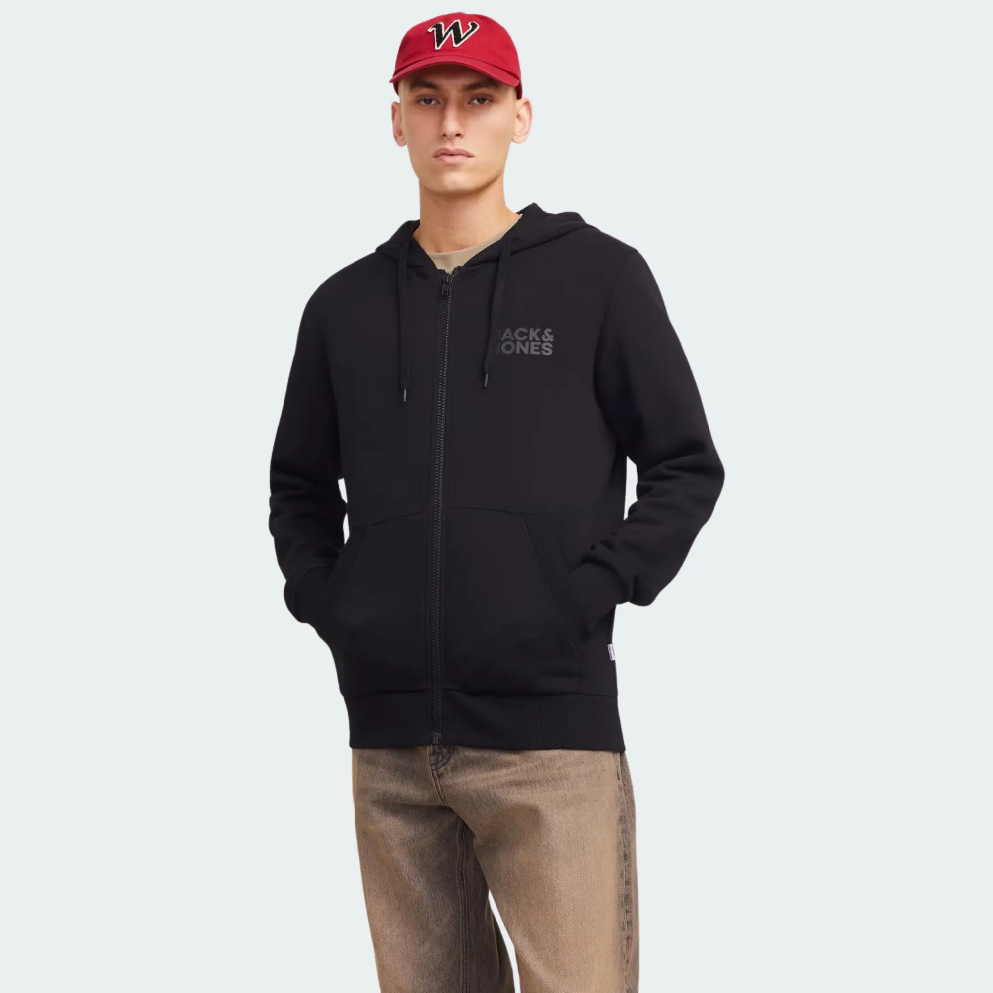 JACK & JONES CORP LOGO SWEAT ZIP HOOD