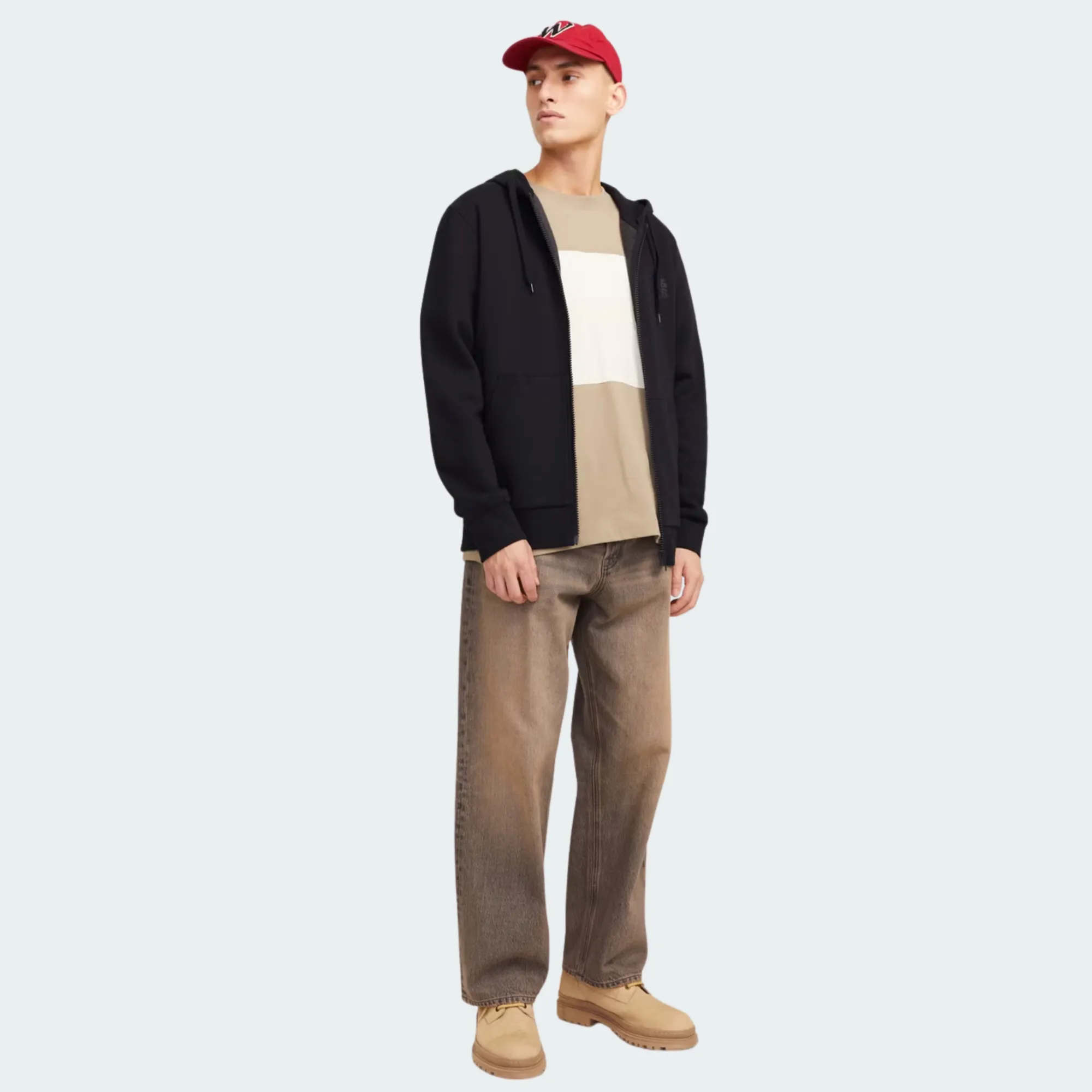 JACK & JONES CORP LOGO SWEAT ZIP HOOD