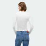 TOMMY JEANS WOMENS SLIM SH LETTUCE EDGE RIB LS