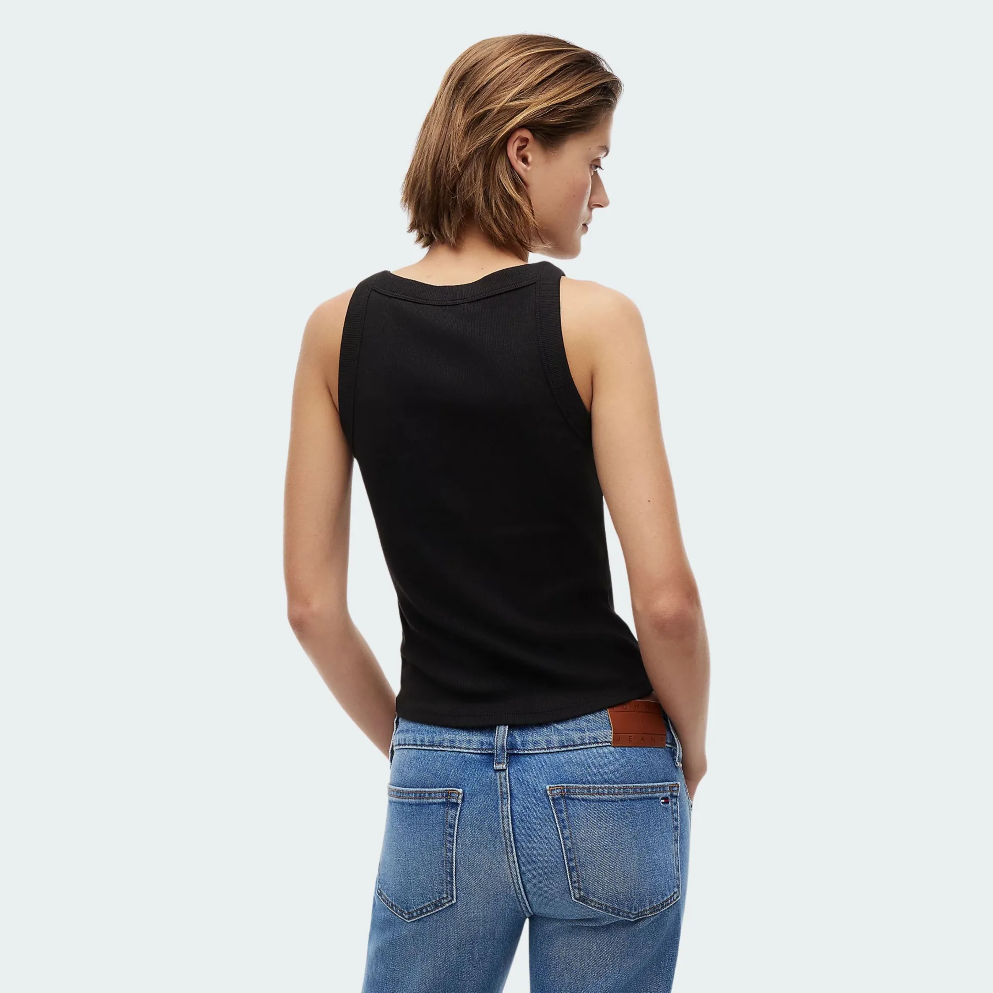 TOMMY JEANS WOMENS SLIM ESSENTIAL LOGO RIB TANK