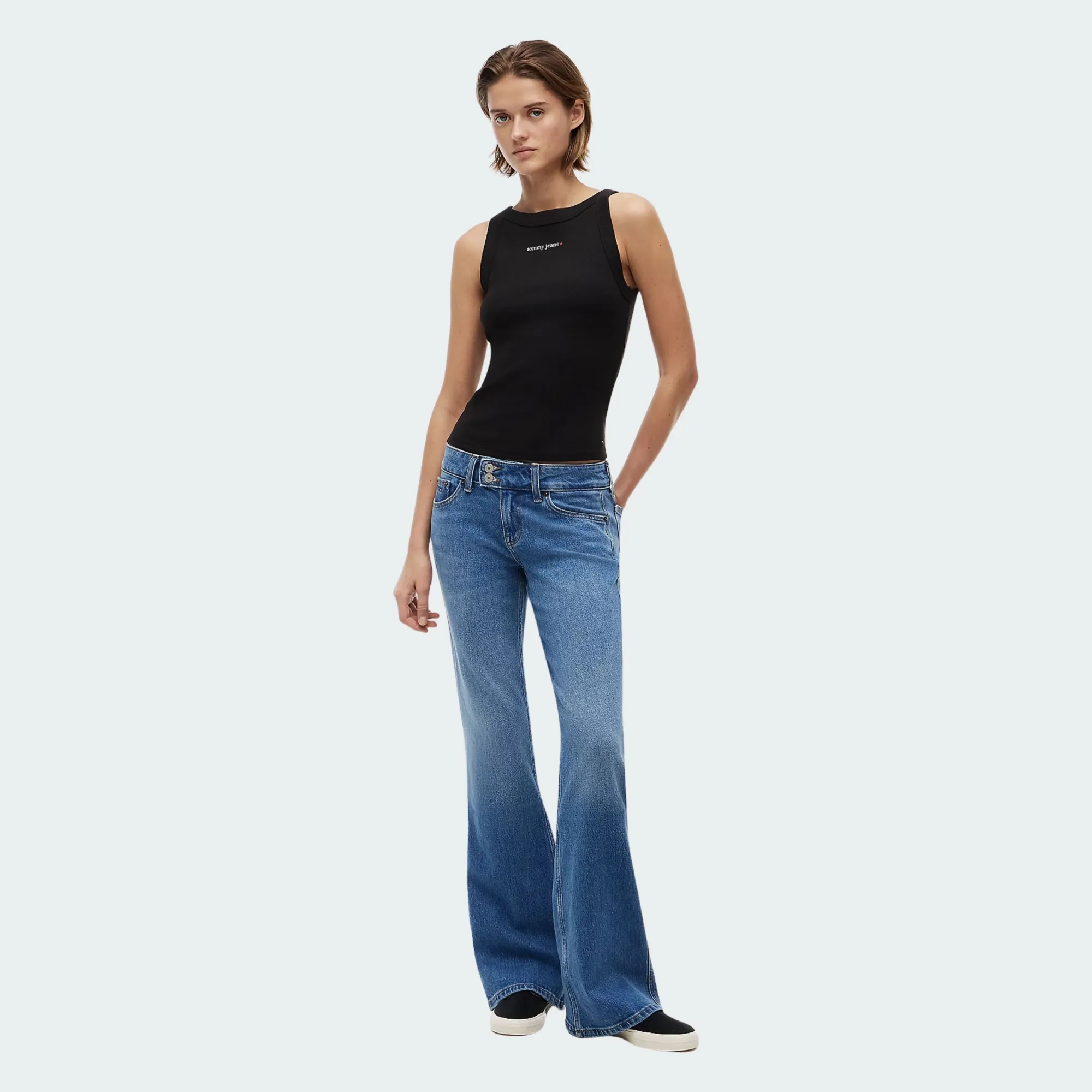 TOMMY JEANS WOMENS SLIM ESSENTIAL LOGO RIB TANK