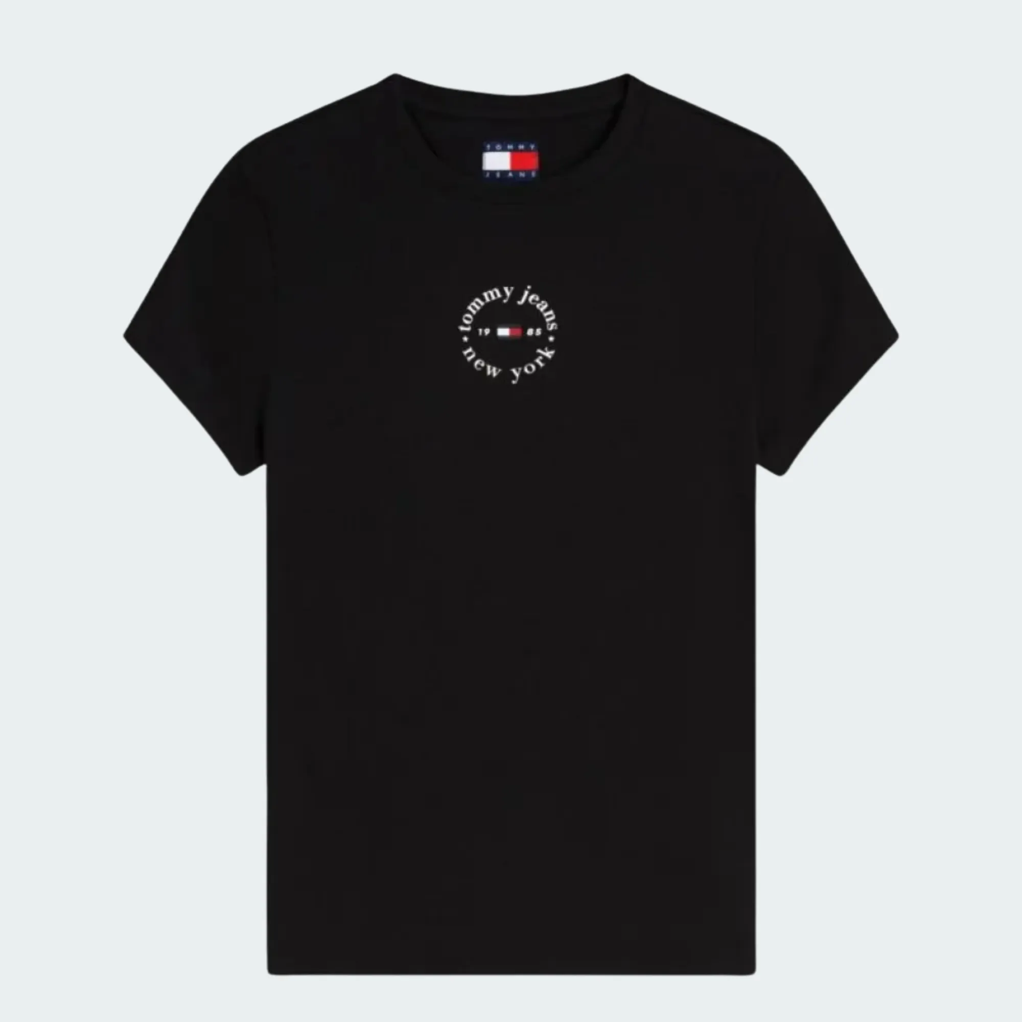 TOMMY JEANS WOMENS SLIM ESSENTIAL LOGO2 RIB TEE