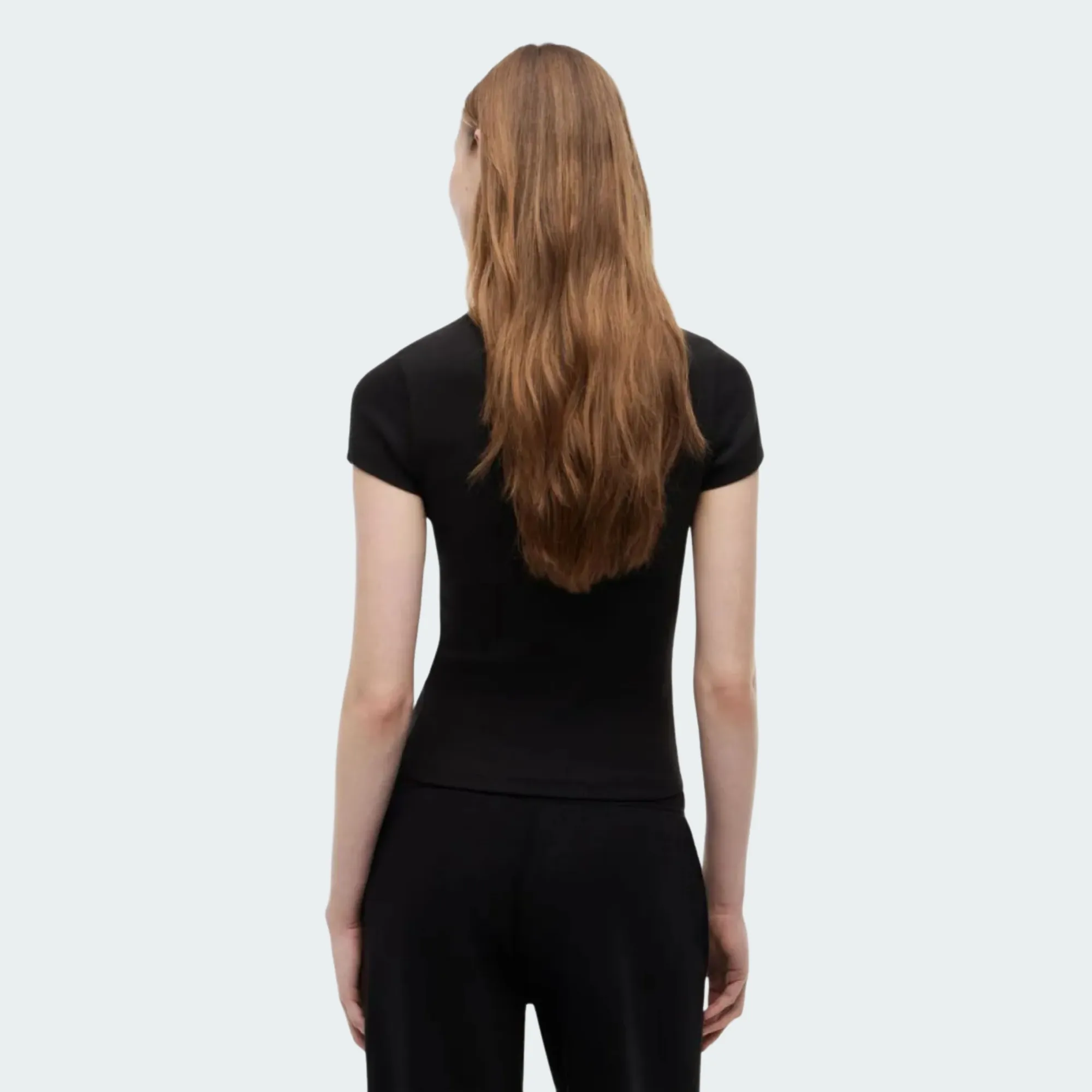 TOMMY JEANS WOMENS SLIM ESSENTIAL LOGO2 RIB TEE