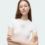 TOMMY JEANS WOMENS SLIM ESSENTIAL LOGO2 RIB TEE
