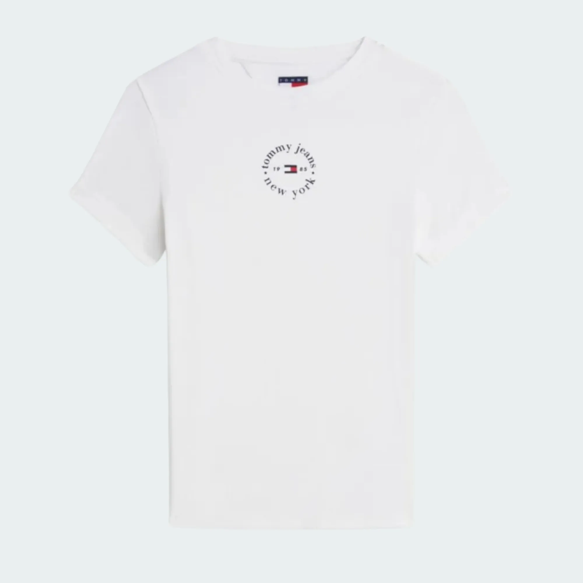 TOMMY JEANS WOMENS SLIM ESSENTIAL LOGO2 RIB TEE