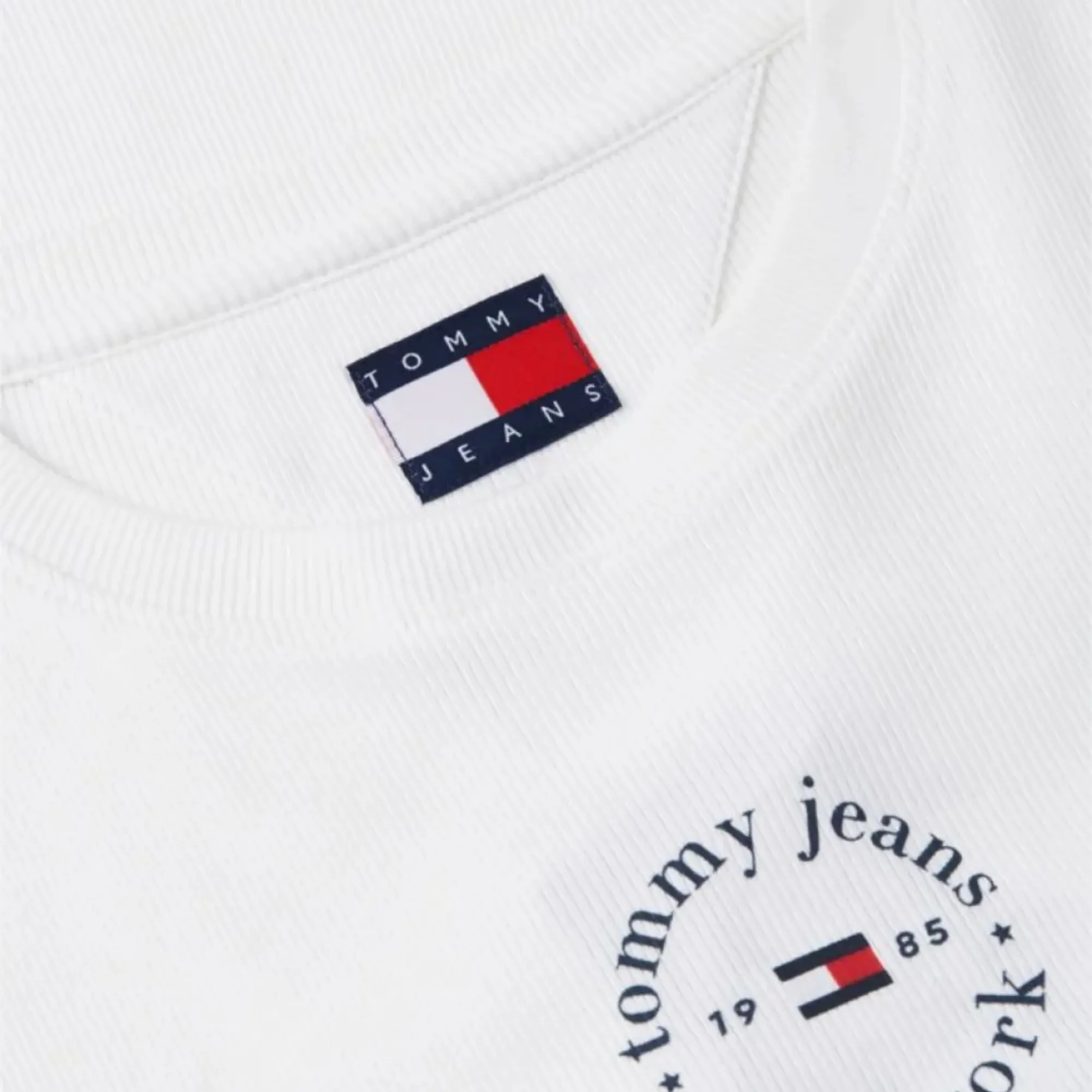 TOMMY JEANS WOMENS SLIM ESSENTIAL LOGO2 RIB TEE