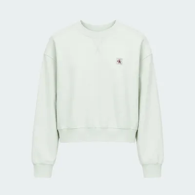 CALVIN KLEIN JEANS FRENCH TERRY WOVEN LABEL CREW SWEAT