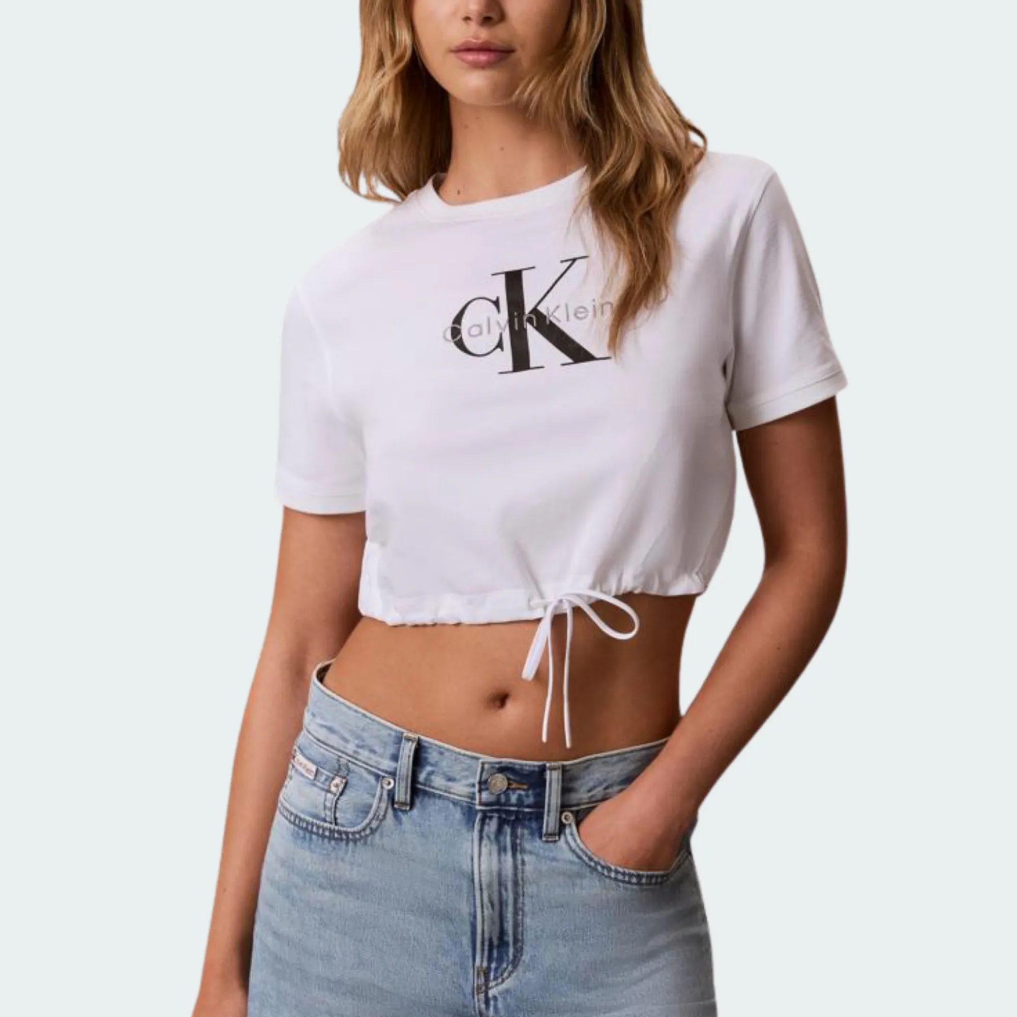 CALVIN KLEIN JEANS MONOLOGO CROPPED TIE TEE