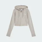 PUMA ESSENTIALS RIBBED FULL-ZIP SOFT TOUCH HOODIE