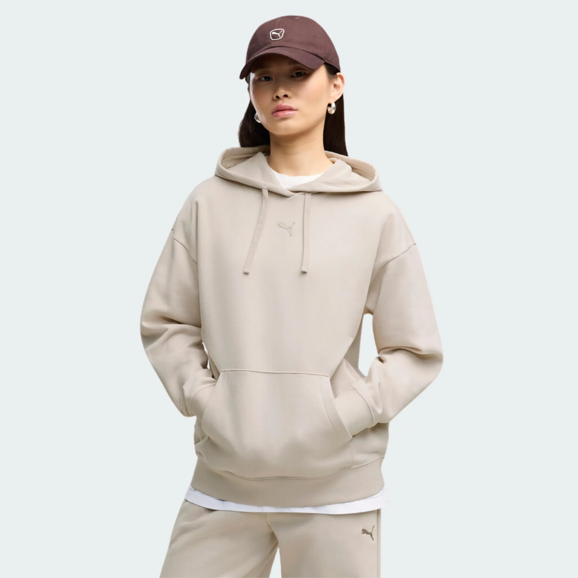 PUMA ESSENTIALS CENTERED CAT LOGO RELAXED HOODIE