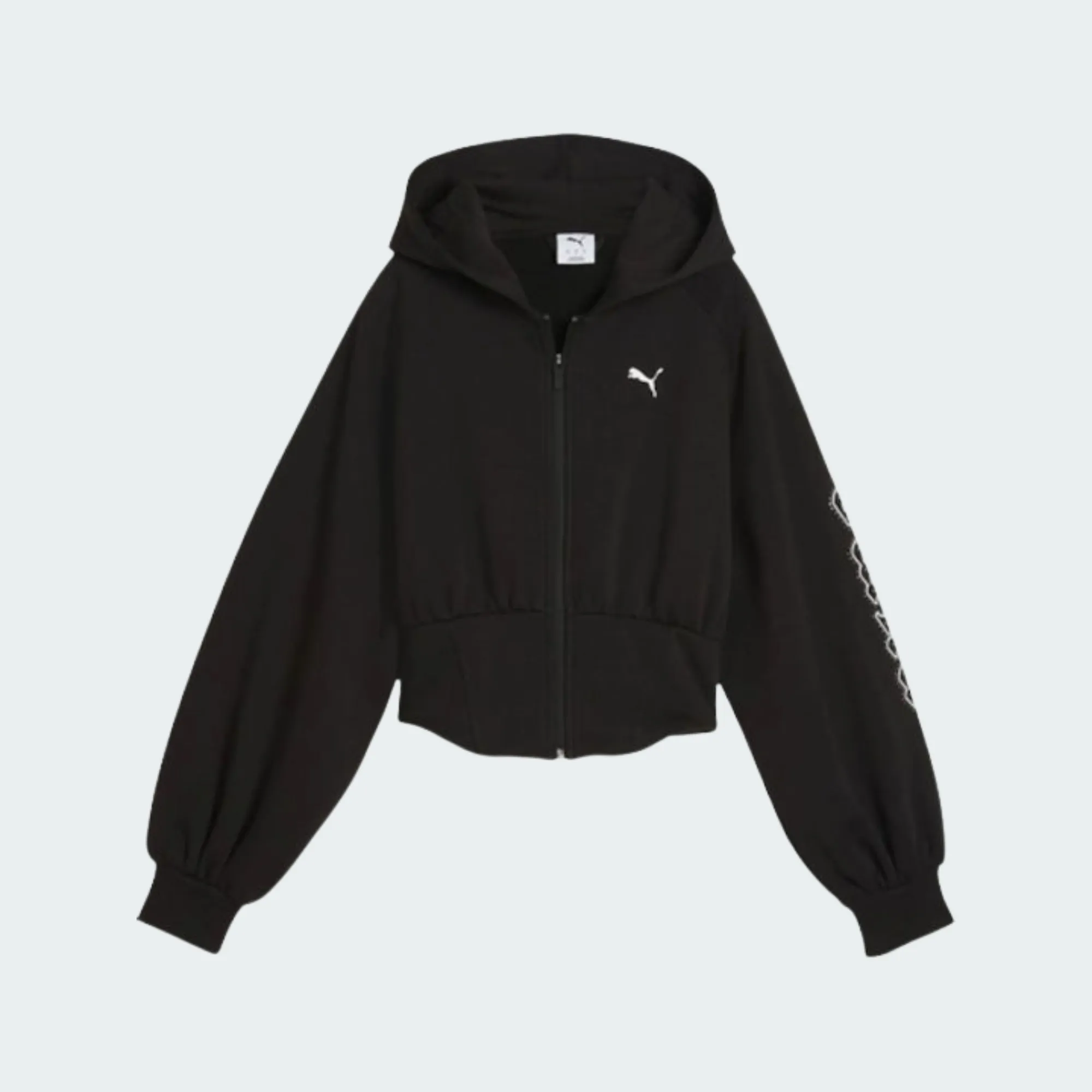 PUMA STREET GLAM BEDAZZLED ZIP BALLOON SLEEVE HOODIE