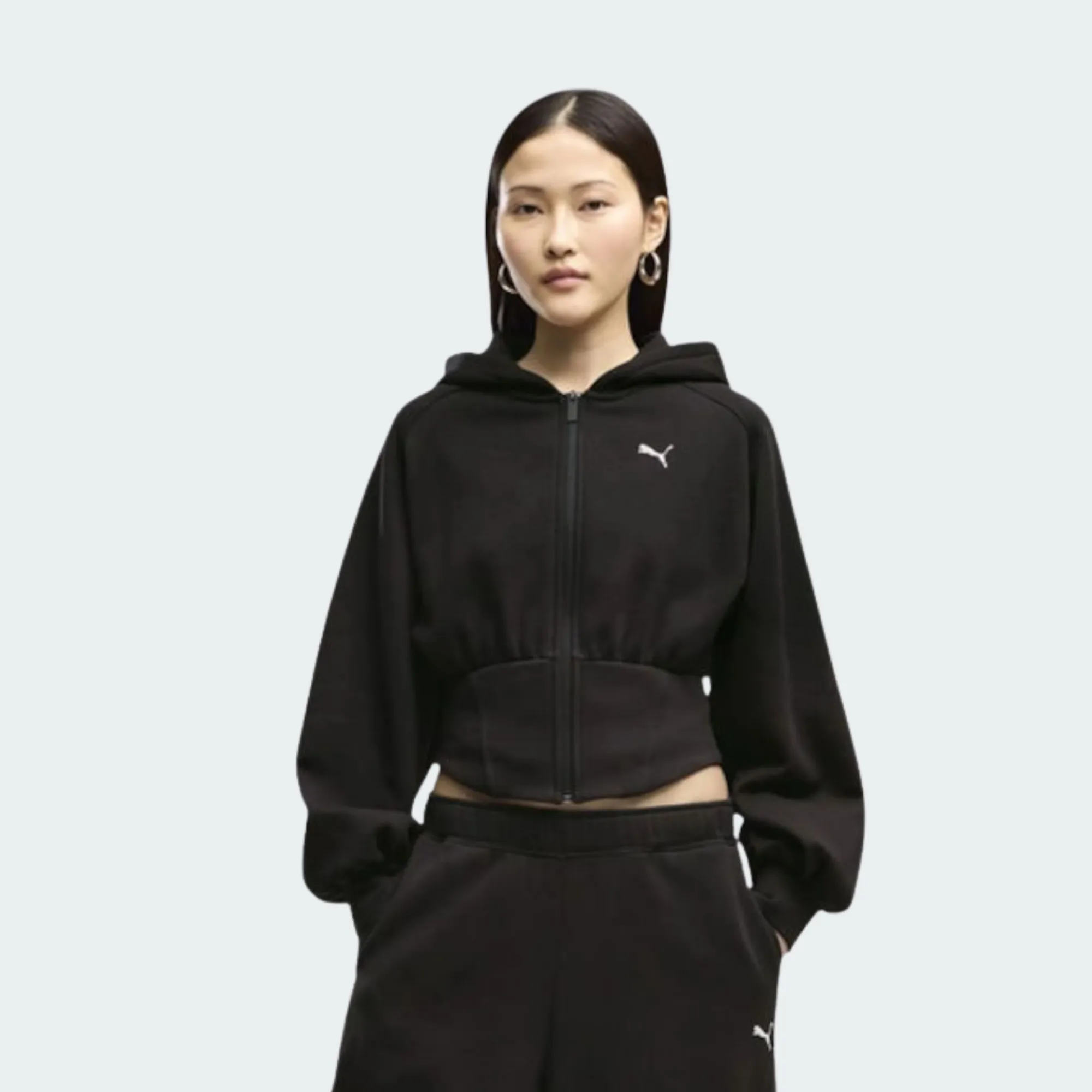 PUMA STREET GLAM BEDAZZLED ZIP BALLOON SLEEVE HOODIE