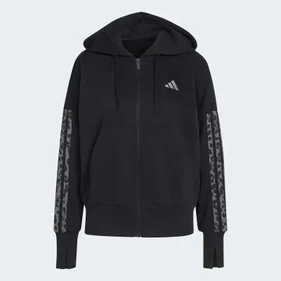 ADIDAS WOMENS AOP 3 STRIPES FRENCH TERRY ZIP TOP
