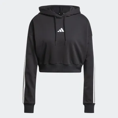 ADIDAS WOMENS 3 STRIPES FRENCH TERRY CROPPED HOODIE