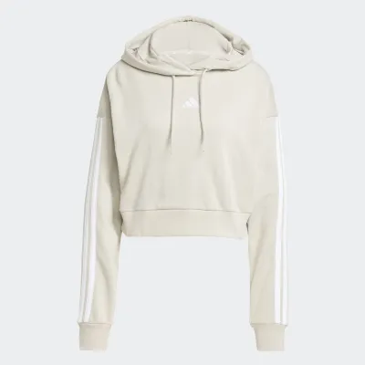 ADIDAS WOMENS 3 STRIPES FRENCH TERRY CROPPED HOODIE